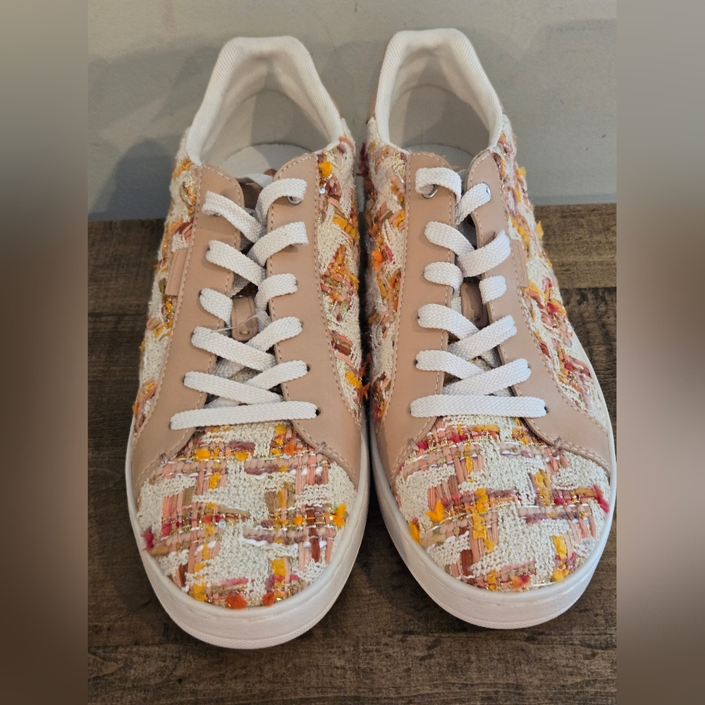 Coach Lowline Natural Multicolor Sneakers with Signature Tweed Pattern SIZE 11 - Picture 15 of 16